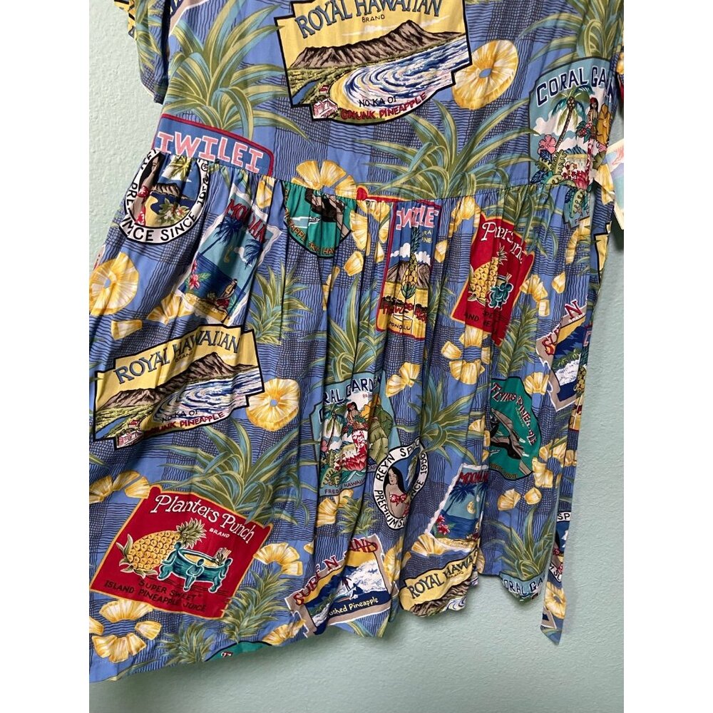 NWT Reyn‎ Spooner Women's Floral Pineapple Royal Hawaiian Dress with Tie Medium - Picture 3 of 9